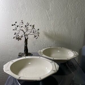 Vtg Community China Deauville Cream Art Deco Oval Vegetable Bowl Bavaria 2PC